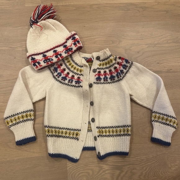 Vintage Hand-knit Norwegian Sweater by Sundt with Matching Hat - Picture 1 of 2